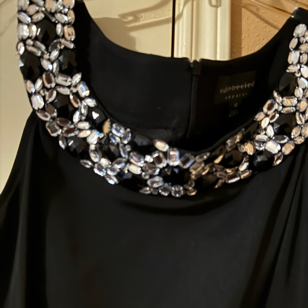 Connected Apparel Black Dress with Silver Embellishments